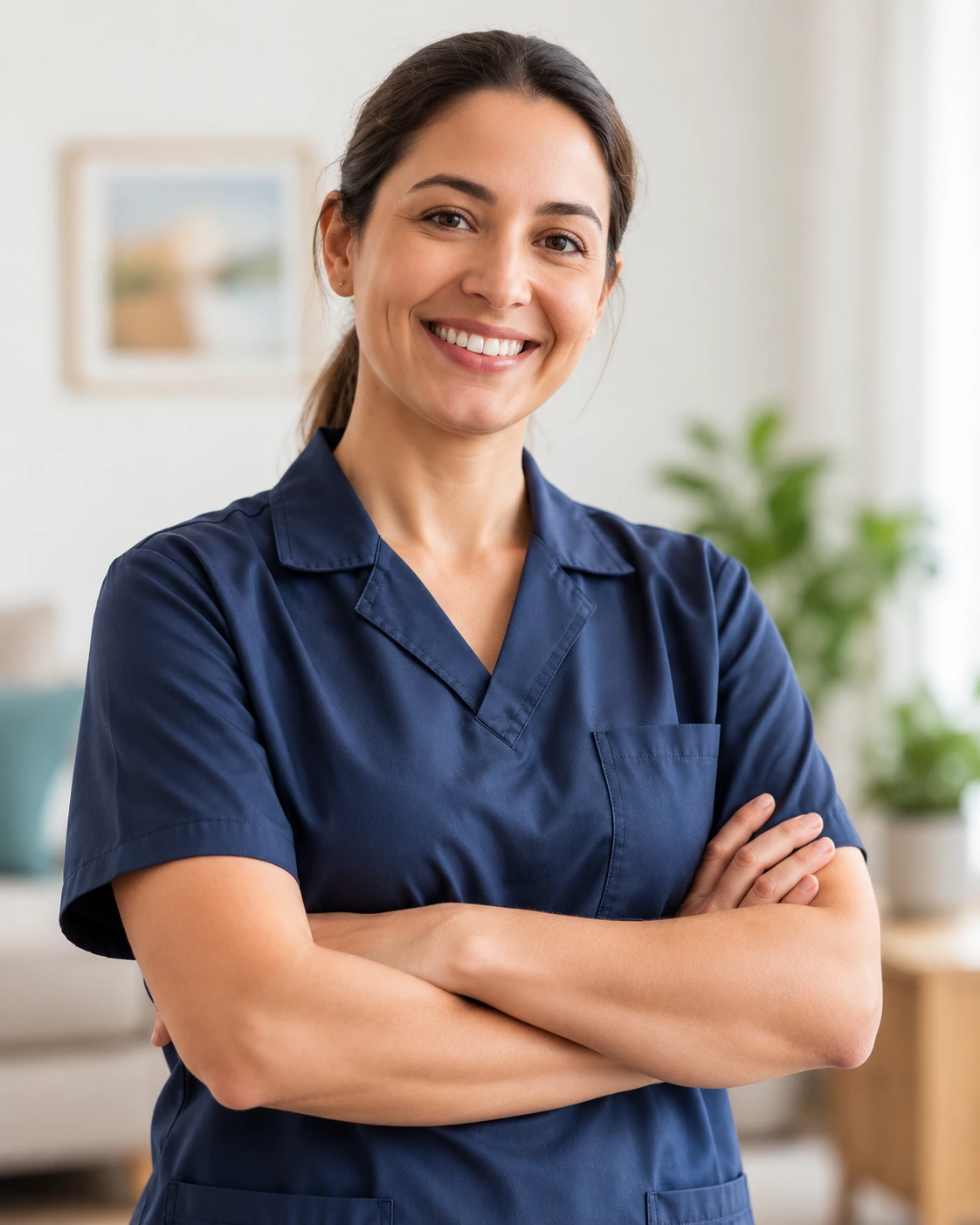 Profesional de ayuda en el hogar sonriendo